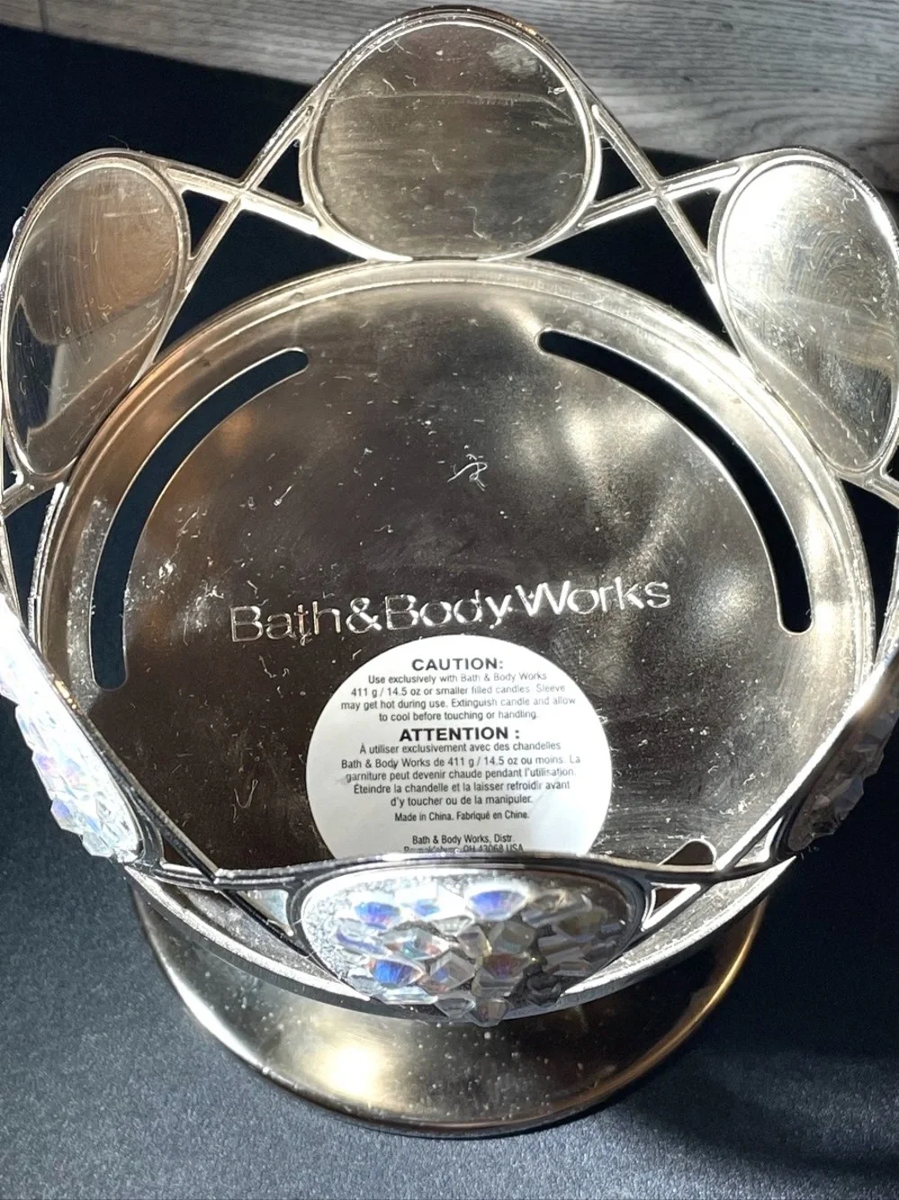 Bath & Body Works Crystal Mosaic Silver Candle Holder 3-Wick very hard to find - Picture 4 of 7